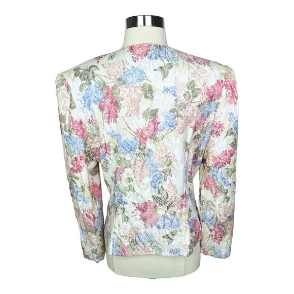 Vintage 80’s Jessica McClintock Gunne Sax Floral Pearl Detail Blouse - Size 16 - Picture 5 of 9